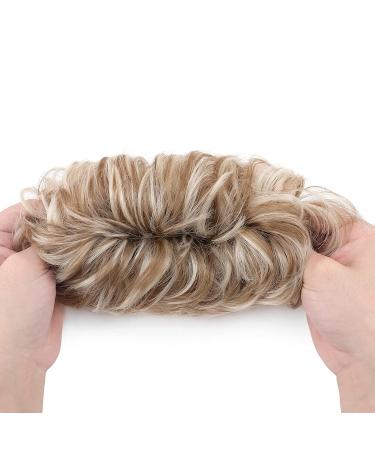 Silk-Co Hair Part with Rubber Band - Soft Wavy Bun & Thickening Extensions | Honey Brown & Bleach Blonde | 45g - Buy Online on GoSupps.com