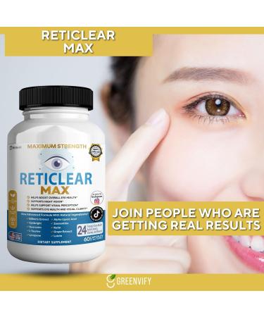 GREENVIFY Reticlear Max Eye Health Supplement 60 Capsules Vision Support with 24 Natural Ingredients 30 Day Supply (1) - Buy Online on GoSupps.com