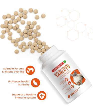 Vetzyme Conditioning Tablets for Cats and Kittens (300 Tablets) - Promotes Health and Vitality Supporting a Healthy Immune System - Buy Online on GoSupps.com