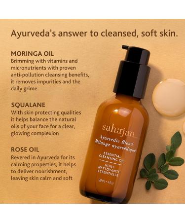 Sahajan Ayurveda Essential Oil Cleanser - Ayurvedic Face Cleanser for Dry & Sensitive Skin | 100% Natural Makeup Remover - 120ml/4oz - Buy Online on GoSupps.com