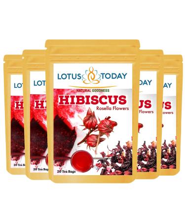 Lotustoday Herbal Tea 100% Natural Hibiscus Tea Bags (Pack of 5) Can make Iced Tea. Also Known as Rosella & Sorrel