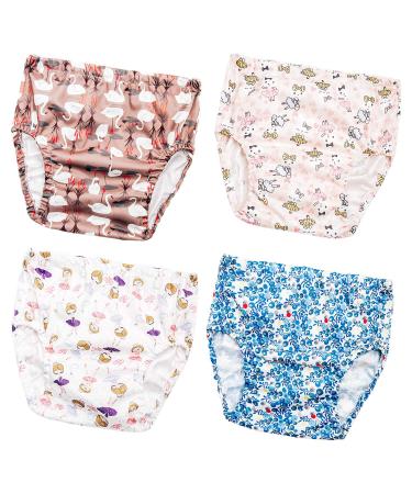 Plastic Underwear Covers for Potty Training Underwear for Girls Toddler Rubber Pants for Babies Rubber Pants for Toddlers Diaper Cover Training Pants 3T-4T Plastic Diaper Covers Plastic Pants 4T (Pack of 4) Girls