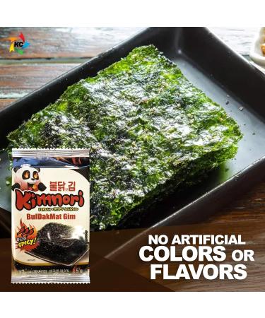 Kim Nori Flaming Hot Spicy Seaweed Snacks - 12 Individual Packs, Korean Crispy Roasted Sheets - 5g (0.17 Ounce) - Buy Online on GoSupps.com
