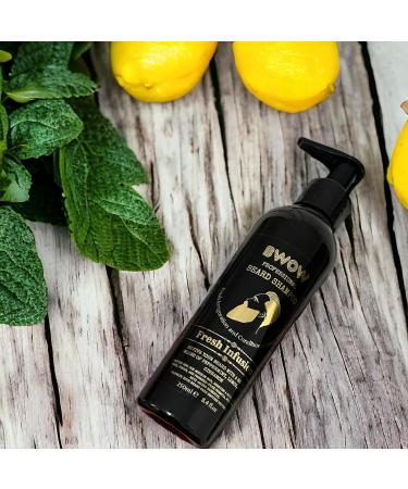BWOW Professional Beard Shampoo for Men - Vegan Natural Cleanser with Peppermint, Lemon, & Cinnamon - 250ml - Buy Online on GoSupps.com