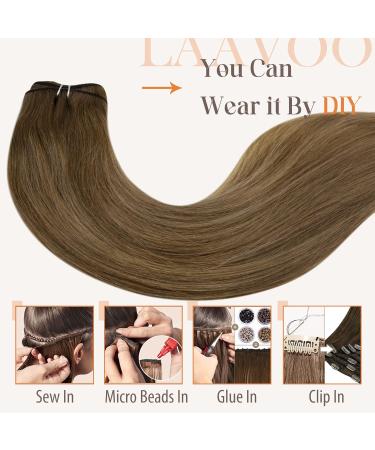 LAAVOO Real Hair Sew-In Extensions | 35cm Balayage Brown Ombre Weft | Remy 80g #8/16/8 - Buy Online on GoSupps.com