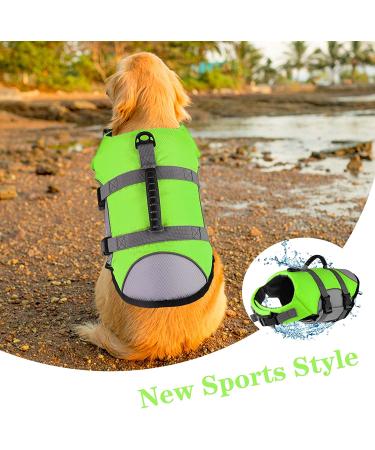 MKLHGTY Reflective Dog Life Jacket - Adjustable with Rescue Handle - Ripstop Pet Safety Vest for Swimming & Boating - Green - XS - Buy Online on GoSupps.com