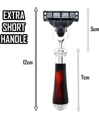 Triple Blade Turtle Effect Razor - Stainless Steel Interchangeable Mini Handle - Perfect Gift for Shaving Enthusiasts - Buy Online on GoSupps.com