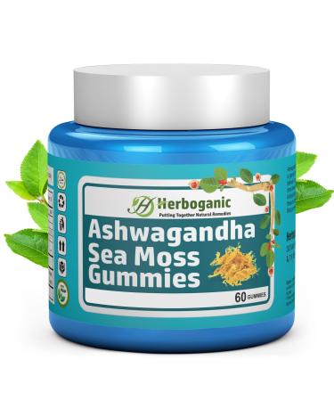 HERBOGANIC Ashwagandha Sea Moss Gummies - 60 Count Ashwagandha 1 Count (Pack of 60)