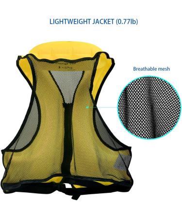 OMOUBOI Inflatable Snorkel Vest Adult Swimming Jacket - Yellow, 90-220 lbs | Dive, Surf, Swim Safely in Water Sports - Buy Online on GoSupps.com