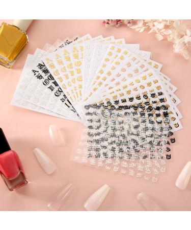 24 Sheets Old English Holographic Letter Nail Stickers - Classic Colors | Alphabet Nail Decals for DIY Nail Decoration by Women & Girls - Buy Online on GoSupps.com