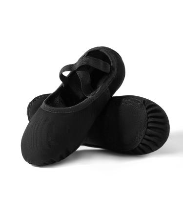 Gresdent Ballet Slippers for Girs and Boys - Stretch Canvas Ballet Shoes Leather Split Sole Dance Shoes (Toddler/Little Kid/Big Kid) 11.5 Little Kid Black
