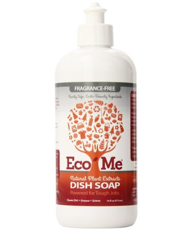 Eco Me Natural Environmentally Friendly Sudsing Liquid Dish Soap Healthy Fragrance Free Scent 16 Ounces