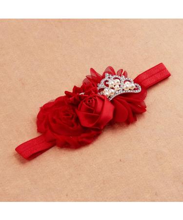 Nishine Baby Christening Headband Toddler Girls Fabric Flower Headband Tiara Stretchy Elastic in Pairs (Red/Black) - Buy Online on GoSupps.com
