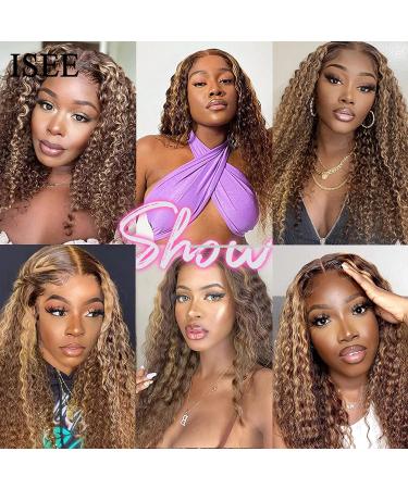 ISEE 22 Ombre Highlight Lace Front Wig - Human Hair, Pre Plucked, Kinky Curly, 180% Density - Buy Online on GoSupps.com