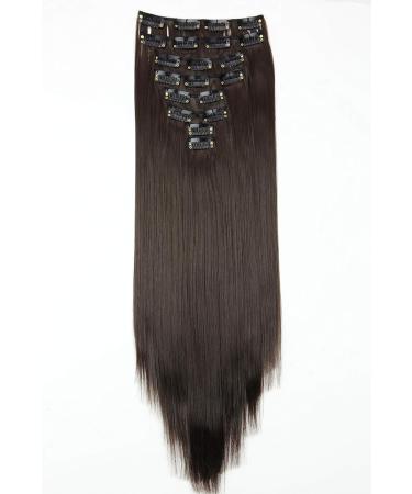 CAISHA by PRETTYSHOP XXL 20 Long Clip In Hair Extensions | Chocolate Brown Synthetic Fiber Hairpiece Set #6 CES103 - Buy Online on GoSupps.com