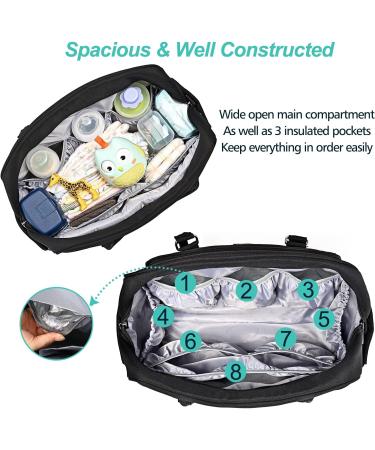 Welavila Baby Changing Bag: Diaper Bag for Mom & Dad with Changing Pad & Insulated Pockets - Convertible Travel Tote Messenger in Black - Buy Online on GoSupps.com