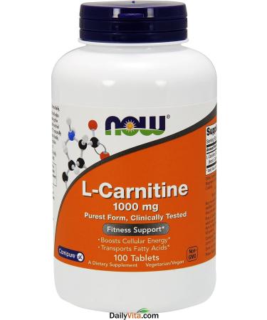 NOW Foods L-Carnitine Tartrate 1000mg 100 Tablets - Pack of 2 - Buy Online on GoSupps.com