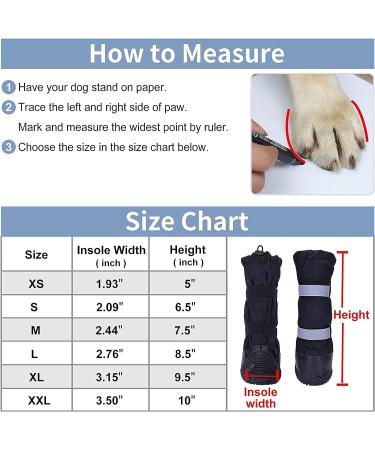 Hipaw XL Outdoor Dog Boots - Winter Dog Shoes Non-slip for Snow Rain - Black - Insole width 3.15 - Buy Online on GoSupps.com