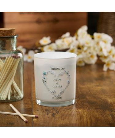 Personalised Wedding Day Candle Gift with Blue Floral Heart (Sea Breeze) - Buy Online on GoSupps.com