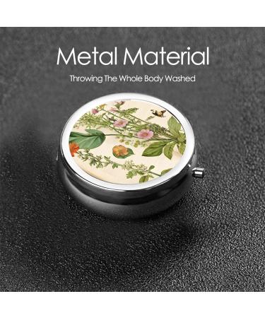 Floral in The Old Book Round Pill Box - 3 Compartment Mini Decorative Travel Medicine Organizer - Buy Online on GoSupps.com