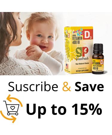 GreenPeach Vitamin D3 400 IU for Infants, Kids & Adults - 0.34 fl oz (10 ml) - Buy Online on GoSupps.com
