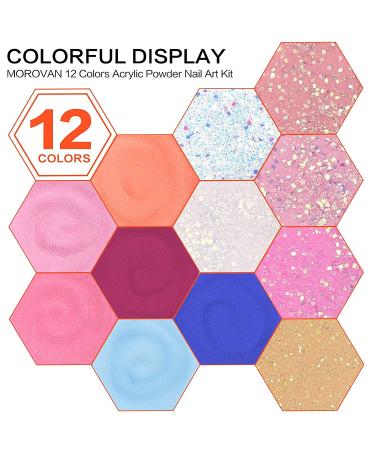 Morovan Acrylic Powder Set - 12 Colors for Nail Extension and Carving - Buy Online on GoSupps.com