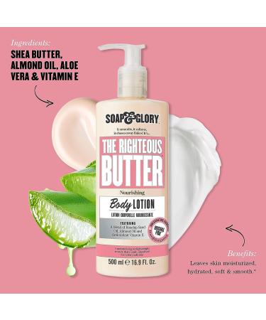 Soap & Glory Original Pink The Righteous Butter Moisturizing Body Lotion 500ml - Shea Butter, Vitamin E & Aloe Vera Moisturizer - Rose & Bergamot Scented Lotion - Buy Online on GoSupps.com