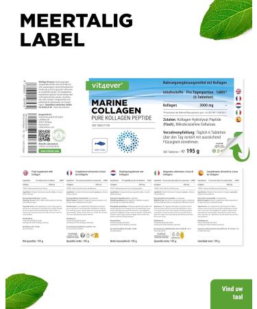 VitamineVersand 24 Marine Collagen 300 Tablets 3000 mg per daily serving Premium 100 Fish Collagen Hydrolyzate Peptide Type 1 Fish Collagen High Dose - Buy Online on GoSupps.com