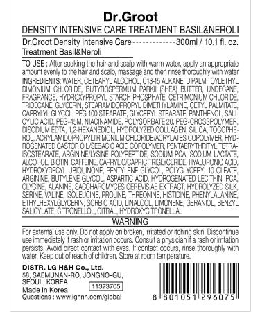 Dr. Groot Density Intensive Hair Care Treatment - Strengthening & Volumizing Formula Basil & Neroli 10.1 fl oz - Korean Hair Product - Buy Online on GoSupps.com