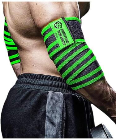 TAVIEW ELLE BOOK BANDAGES for weightlifting 120 cm elastic elastic elbow bandage & compression powerlifting fitness cross-training & gym workout-elbow straps for weightlifting 120cm elbow wraps (green black)