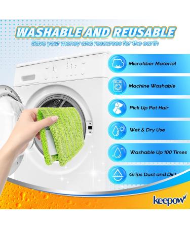 KEEPOW Reusable Microfiber Mop Pads - 6 Pack Green | Compatible with Swiffer Sweeper | Washable Mopping Cloth Refills for Hardwood Floors | Eco-Friendly Alternative (Mop Not Included) - Buy Online on GoSupps.com