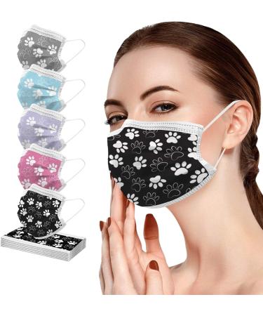 10-100PCS Adult Solid color Lovely Paw Print Disposable Protection Face Bandanas 3-Layer Breathable Face_Masks for Daily Use Blue-10pc - Buy Online on GoSupps.com