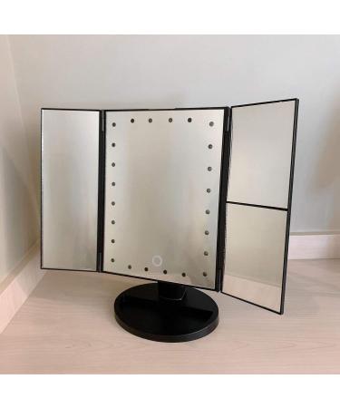 Beifenl Trifold Portable LED Foldable Mirror USB Desktop Beauty Mirror Smart Contact - Black - Buy Online on GoSupps.com