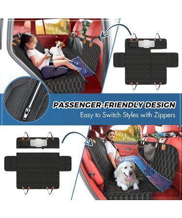 5-in-1 Dog Car Seat Cover for Back Seat | Waterproof & Scratchproof Car Hammock for Dogs | Nonslip & Mesh Window Car Pet Seat Protector with Belt | Fits Cars, Trucks, SUVs | Black 53x59 - Buy Online on GoSupps.com