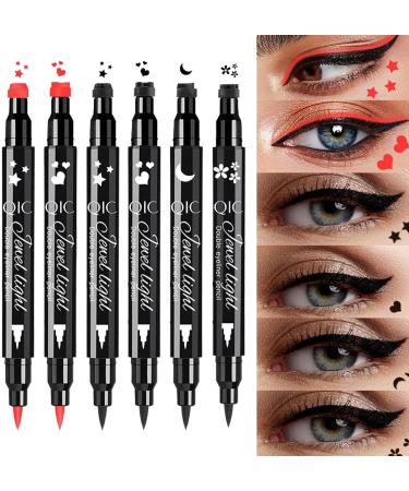 XIAYANG Liquid Eye Liner Stamp Pen Set | Black Eye Liner Pencil Double-Headed Eye Liner Pen Waterproof Liquid Liner Eye Makeup Stencil Smudge Proof Eyeliners - Buy Online on GoSupps.com