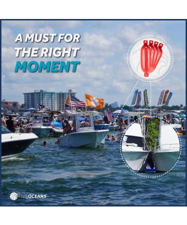 Five Oceans Boat Fenders 4 Pack - Marine Inflatable Ribbed Boat Bumpers for Docking - Includes 4 Ropes, Inflator Pump, and Needles - Ideal for Pontoon, Fishing, Bass, Sport Boats, Sailboats - 4.5 x 16 Inch Red - Buy Online on GoSupps.com