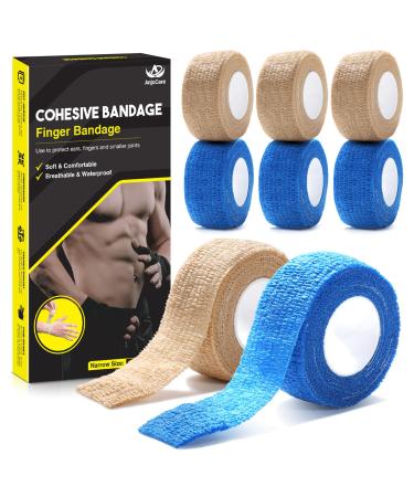 Anjocare self -adhesive bandage wrap (8 pack) breathable bandage cohesive bandage for first aid sports injuries wrist sprains protection VET for dogs (2.5cm x 4.5m) beige and blue beige and blue