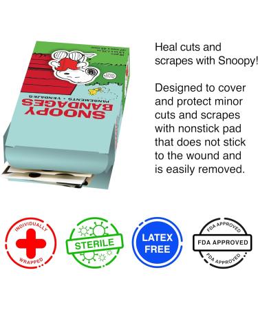 GAMAGO Peanuts Snoopy Adhesive Bandages - Set of 18 Sterile Latex-Free Funny First Aid Gifts - Shop Now - Buy Online on GoSupps.com