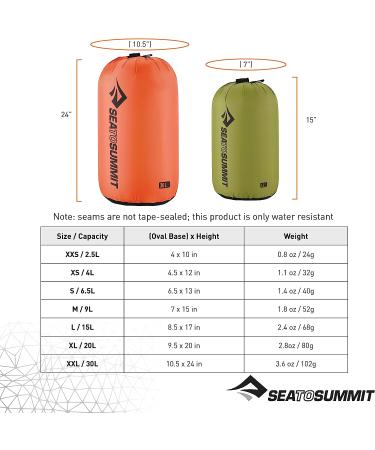 Sea to Summit Nylon Stuff Sack - Durable Outdoor Travel Storage (Olive Green, Large 15L) - Buy Online on GoSupps.com