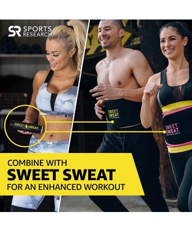 Sports Research Sweet Sweat Waist Trimmer - Medium Black & Yellow Belt for Optimal Sweat & Slimming - Buy Online on GoSupps.com