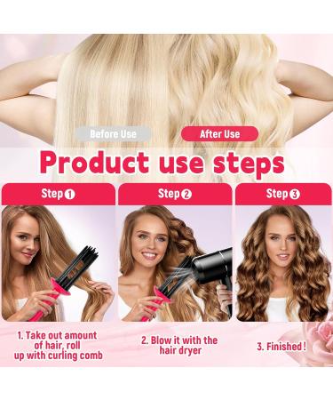 Curling Roll Comb Curling Hair Brush Hair Fluffy Curling Brush Hair Rollers Styling Brush for Curly Hair Hair Curling Roll Comb for Women Girls Heatless Curling Wand Comb Hair Dryer Accessories Pink - Buy Online on GoSupps.com