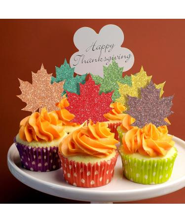 48 Pieces Maple Leaf Cupcake Toppers Glitter Fall Leaves Cake Topper 8 Mixed Colors Cupcake Picks Fall Thanksgiving Holiday Harvest Cupcake toppers for Autumn Theme Party Supplies Decoration - Buy Online on GoSupps.com