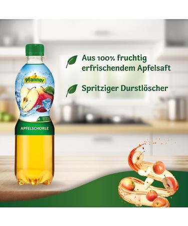 Pfanner Apple Spritzer (6 x 0.5L) - 55% Fruit Content No Added Sugar Carbonated Fruit Drink Bulk Pack - Buy Online on GoSupps.com