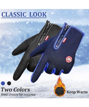 SATINIOR 2 Pairs Outdoor Winter Touchscreen Anti-Slip Full Finger Gloves in Blue and Black - Buy Online on GoSupps.com