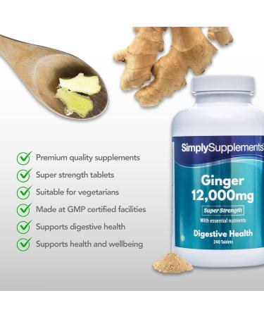 Ginger Tablets 12000mg | Digestion & Travel Sickness Support | 240 Tablets - UK Made - Buy Online on GoSupps.com