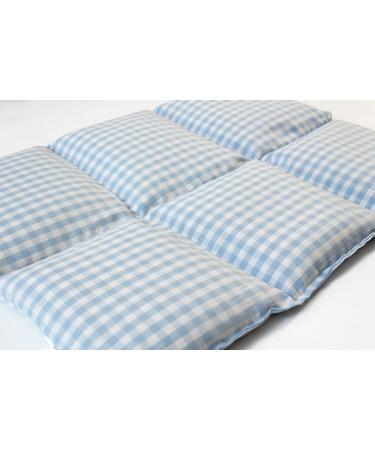 Rapeseed pillow large 6-chamber 40x30cm - organic fabric light blue-white - heat cushion grain pillow