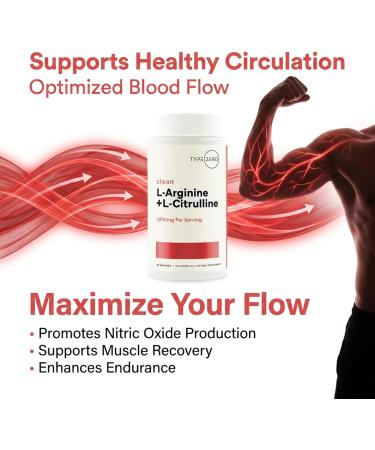 Type Zero L-Arginine + L-Citrulline Supplement (1500mg) - Nitric Oxide Booster - Clean Keto-Friendly GMO-Free 180 Capsules 90 Servings - Buy Online on GoSupps.com