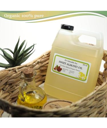 Organic Pure Cold Pressed Sweet Almond Oil by Dr.Adorable - 32 Oz/1 Quart - Buy Online on GoSupps.com
