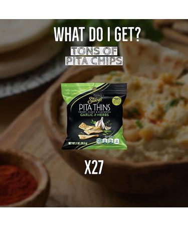 Stacy's Pita Thins Garlic & Herbs Chips (1 oz. 27 ct.) by Bussin Boxes - Healthy Snack Option - Buy Online on GoSupps.com
