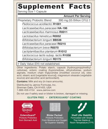 Jarrow Formulas Jarro-Dophilus EPS Advanced 55 Billion CFU Probiotics Digestive Support for Adults 30 Probiotic Supplement Veggie Capsules Up to 30 Day Supply - Buy Online on GoSupps.com